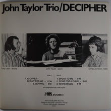 画像をギャラリービューアに読み込む, john TAYLOR TRIO - Decipher